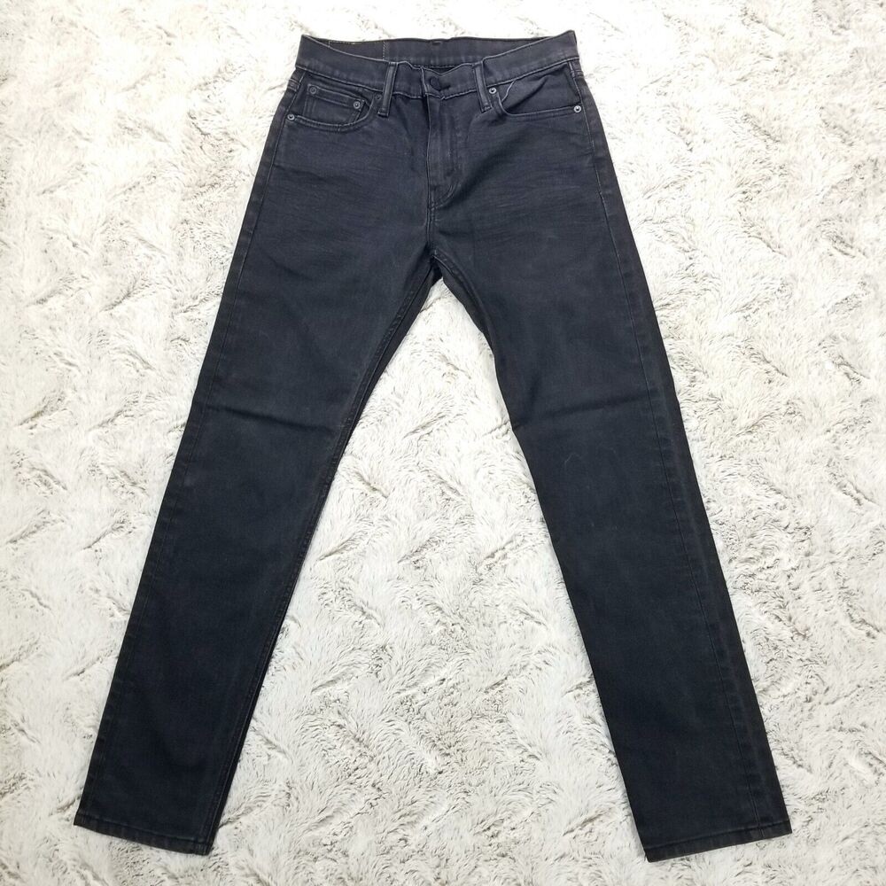 Levis Strauss 502 Jeans Mens 29x32 Black Slim Straight Dark Wash American Denim